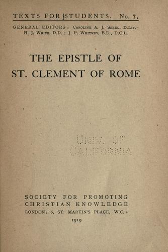 The first Epistle of Clement to the Corinthians