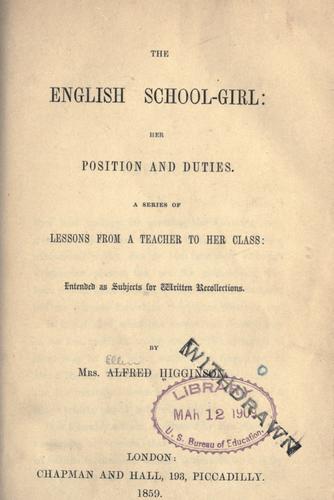 The English school girl, her position and duties