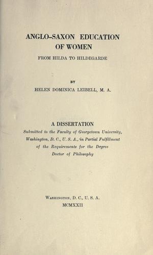 Anglo-Saxon education of women from Hilda to Hildegarde
