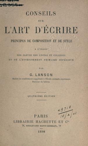 Conseils sur l'art d'écrire