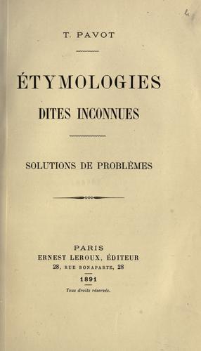 Étymologies dites inconnues