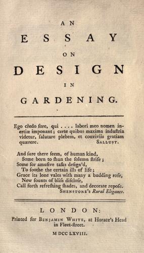 An essay on design in gardening