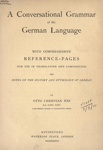 A conversational grammar of the German language