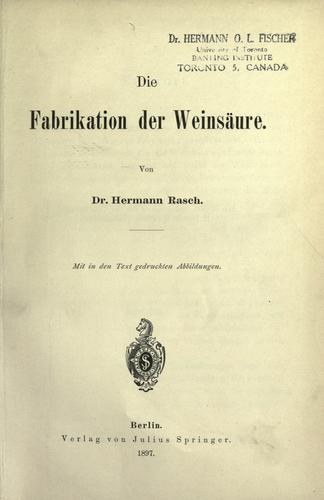Die Fabrikation der Weinsäure