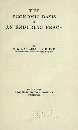 The economic basis of an enduring peace