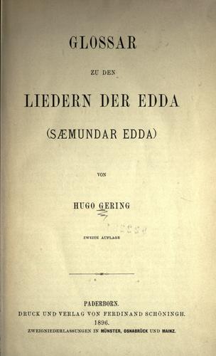 Glossar zu den Liedern der Edda (Saemundar Edda)