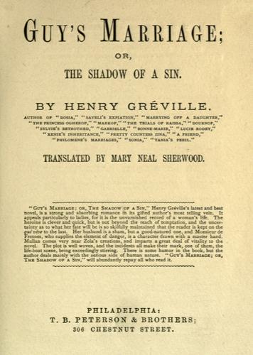 Guy's marriage, or, The shadow of a sin