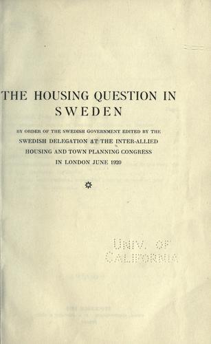 The housing question in Sweden