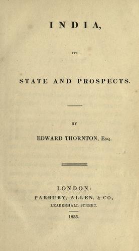 India, its state and prospects