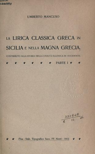 La lirica classica greca in Sicilia e nella Magna Grecia