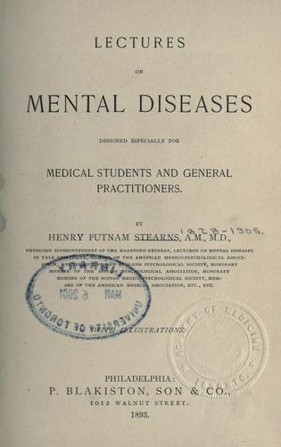 Lectures on mental diseases
