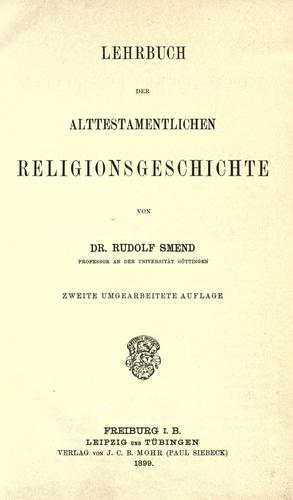 Lehrbuch der alttestamentlichen Religionsgeschichte