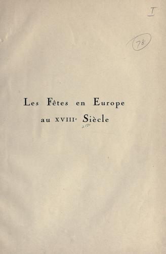 Les fêtes en Europe au 18e sìecle