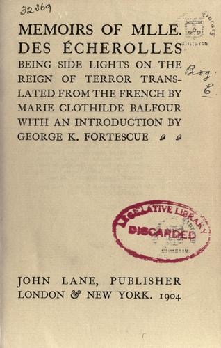 Memoirs of Mlle. des Écherolles