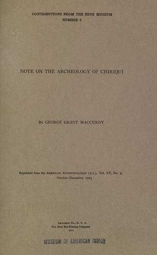 Note on the archeology of Chiriqui