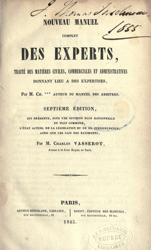 Nouveau manuel complet des experts