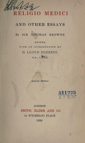 Religio medici and other essays