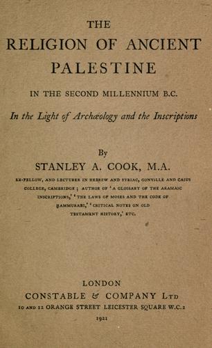 The religion of ancient Palestine in the second millennium B.C