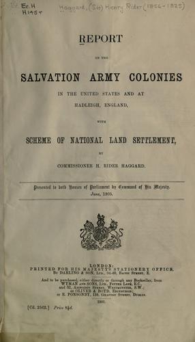 Report on the Salvation Army colonies in the United States and at Hadleigh, England