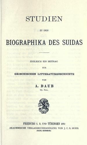 Studien zu den Biographika des Suidas