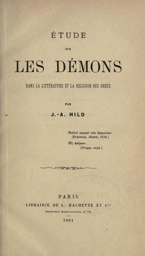 Étude sur les démons dans la littérature et la religion des Grecs