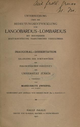 Untersuchung über die Bedeutungsentwicklung von Langobardus-Lombardus