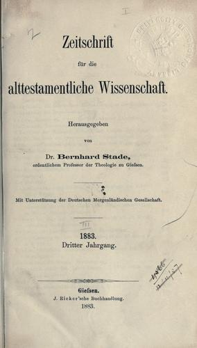 Zeitschrift für die alttestamentliche Wissenschaft