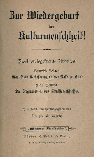 Zur Wiedergeburt der Kulturmenschheit