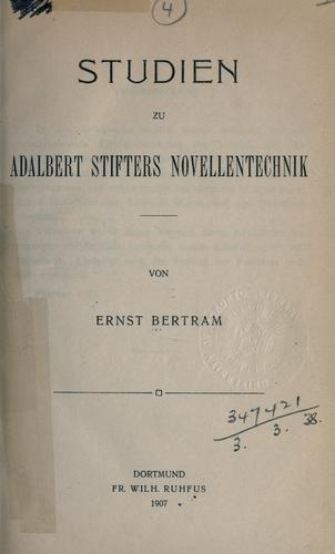 Studien zu Adalbert Stifters Novellentechnik