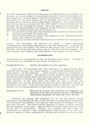 Report to the 52nd Legislature on implementation of H.B. 270 (51st Legislature) Centralized Electronic Bulletin Board Pilot Project