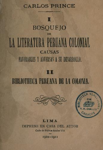 Bosquejo de la literatura peruana colonial