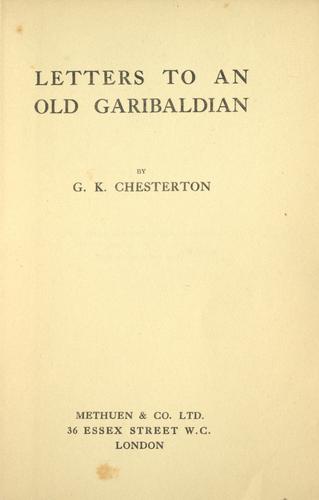 Letters to an old Garibaldian