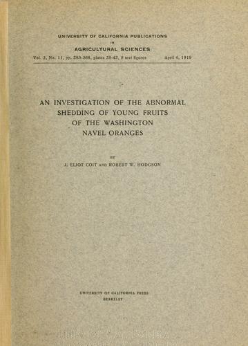 An investigation of the abnormal shedding of young fruits of the Washington navel oranges