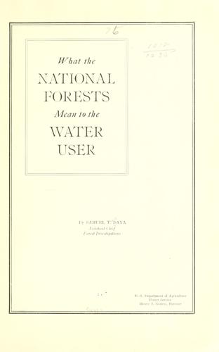 What the national forests mean to the water user