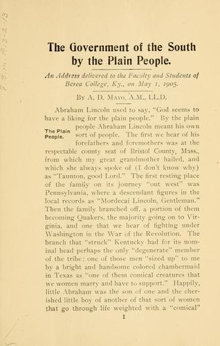 The government of the South by the plain people