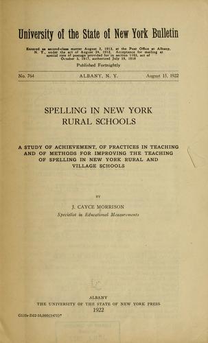 Spelling in New York rural schools