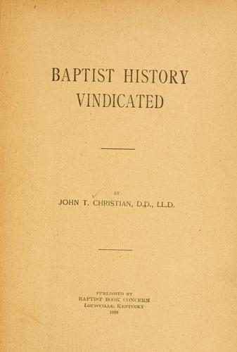 Baptist history vindicated