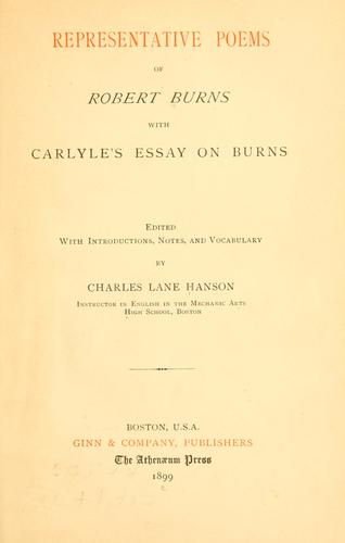 Representative poems of Robert Burns