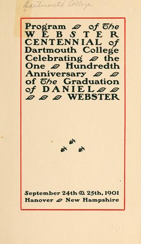 Program of the Webster centennial of Dartmouth College