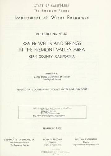 Water wells and springs in the Fremont Valley area, Kern County, California