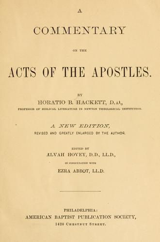 A commentary on the Acts of the apostles