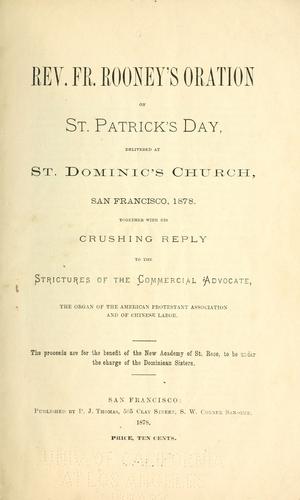 Rev. Fr. Rooney's oration on St. Patrick's day