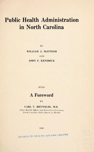 Public Health Administration in North Carolina
