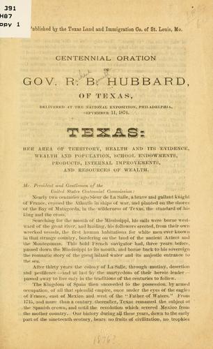 Centennial oration of Gov. R.B. Hubbard, of Texas