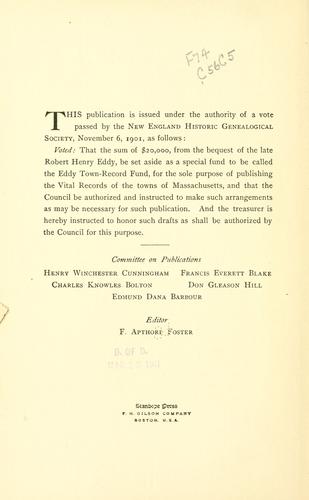 Vital records of Chester, Massachusetts, to the year 1850