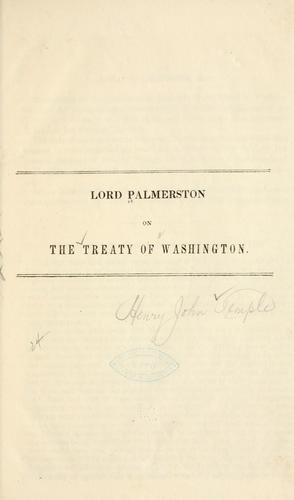 Lord Palmerston on the treaty of Washington