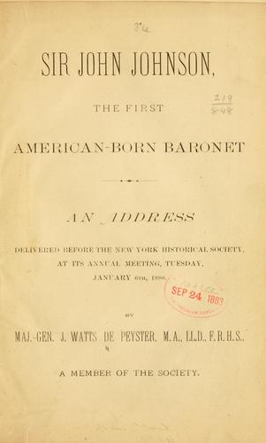 Sir John Johnson, the first American born baronet