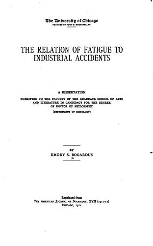 The relation of fatigue to industrial accidents