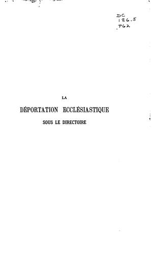 La déportation ecclésiastique sous le directoire