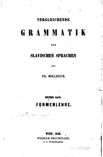 Vergleichende Grammatik der slavischen Sprachen